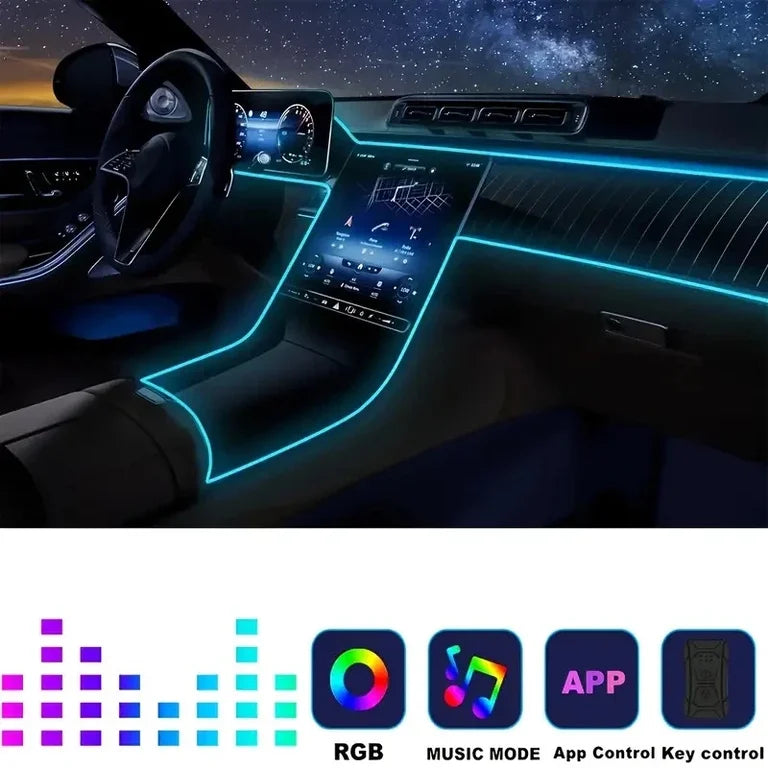 196" RGB LED Car Interior Lighting Kit - USB Powered, App-Controlled with Music My Store