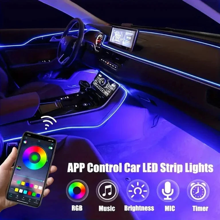 196" RGB LED Car Interior Lighting Kit - USB Powered, App-Controlled with Music My Store